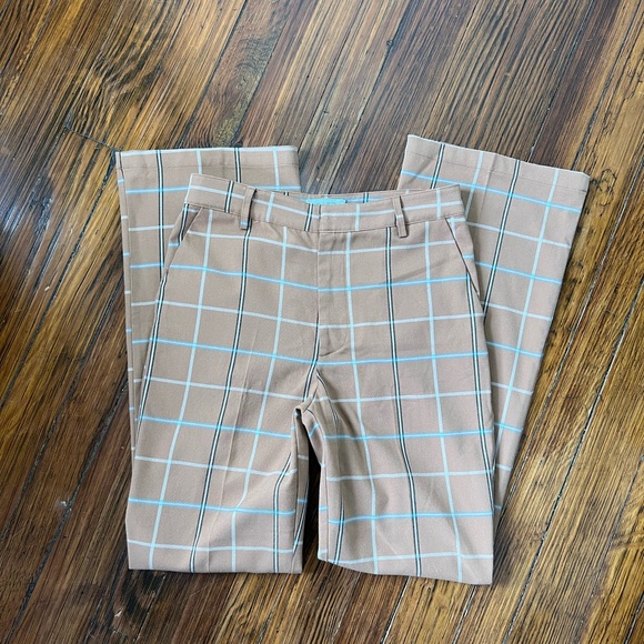 Urban Outfitters plaid wide leg high rise pant brown Sz 8 - Picture 8 of 9